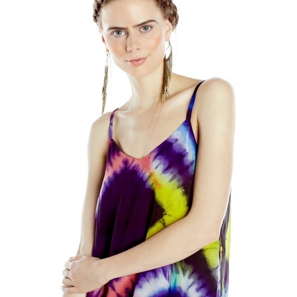 BUSAYO African Hand Dyed Colorful Geometric Print Sleeveless Maxi‎ Slip Dress M - Picture 6 of 10